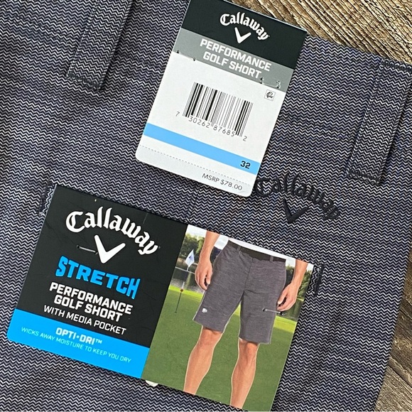 Callaway Golf Shorts Men 32 Black Gray Chino Active Waistband OPTI DRI Stretch - Picture 8 of 8